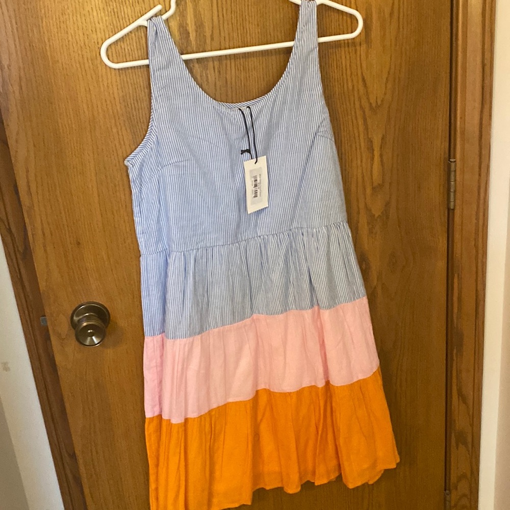 THML White Striped Tiered Dress - NWT